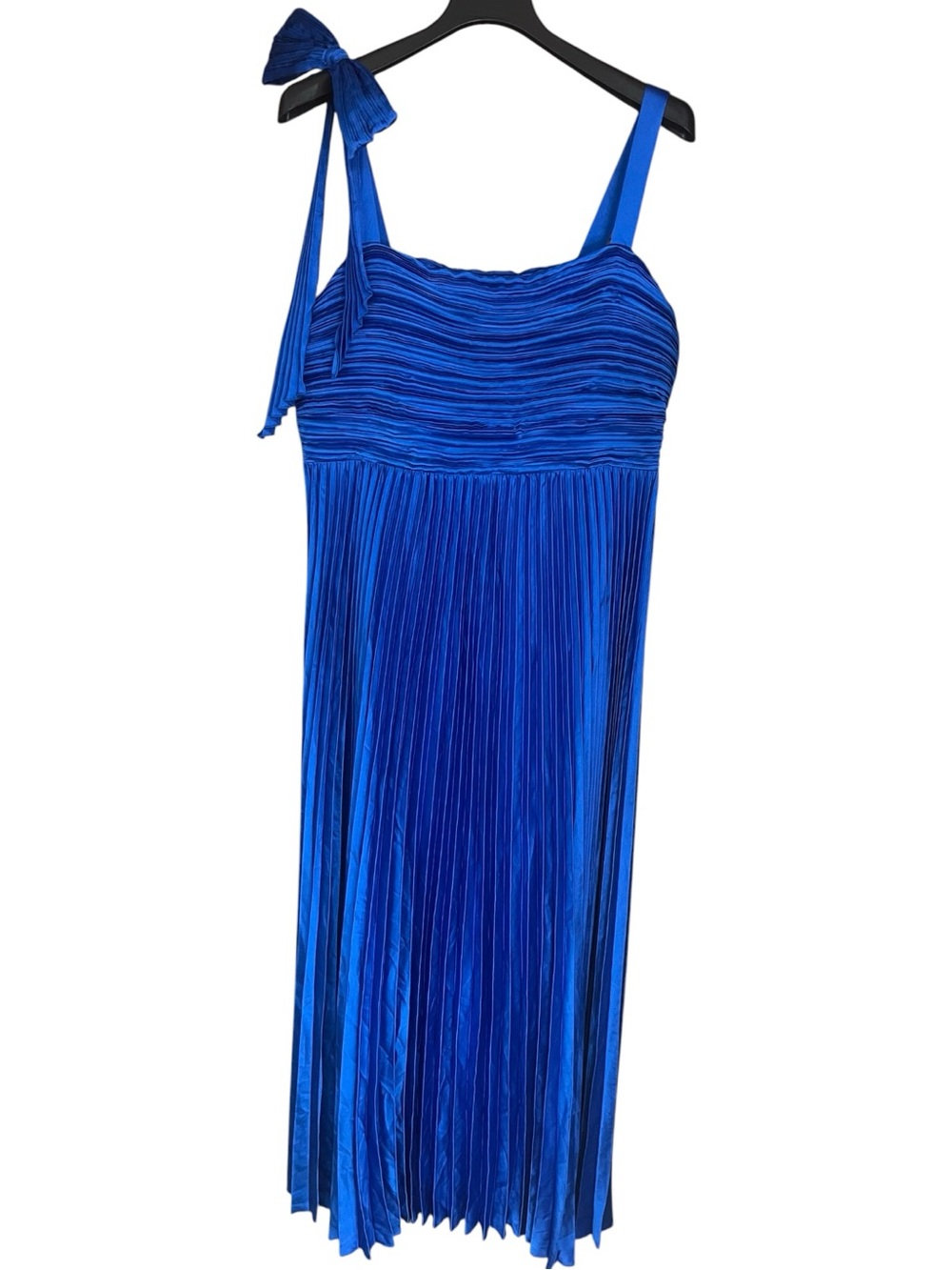 Lulus Gorgeous Purpose Pleated One Shoulder Bow Maxi Dress Royal Blue